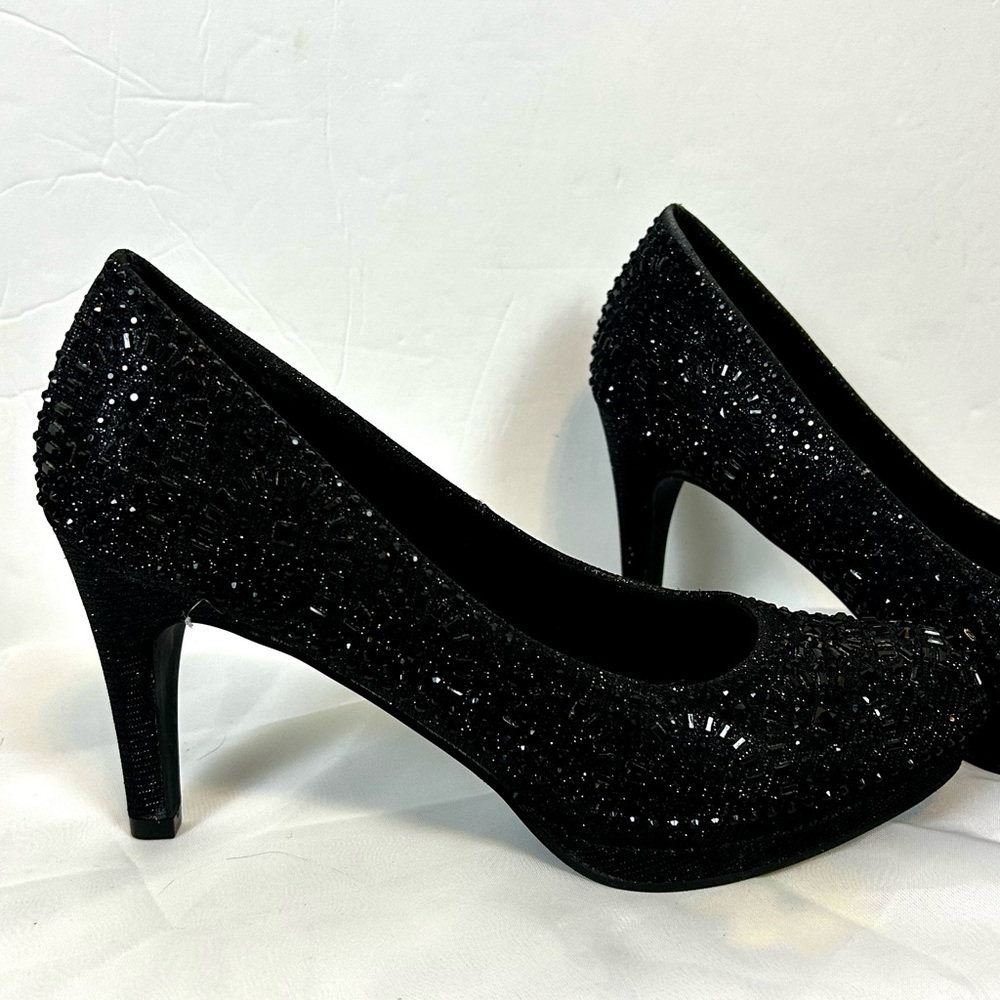 New Silver Slipper Women’s Glitter Sparkle Pumps Heeled Shoes 7.5